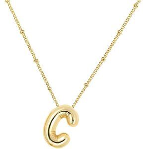✨ Gold Bubble Letter Initial C Necklace | Adjustable Chain